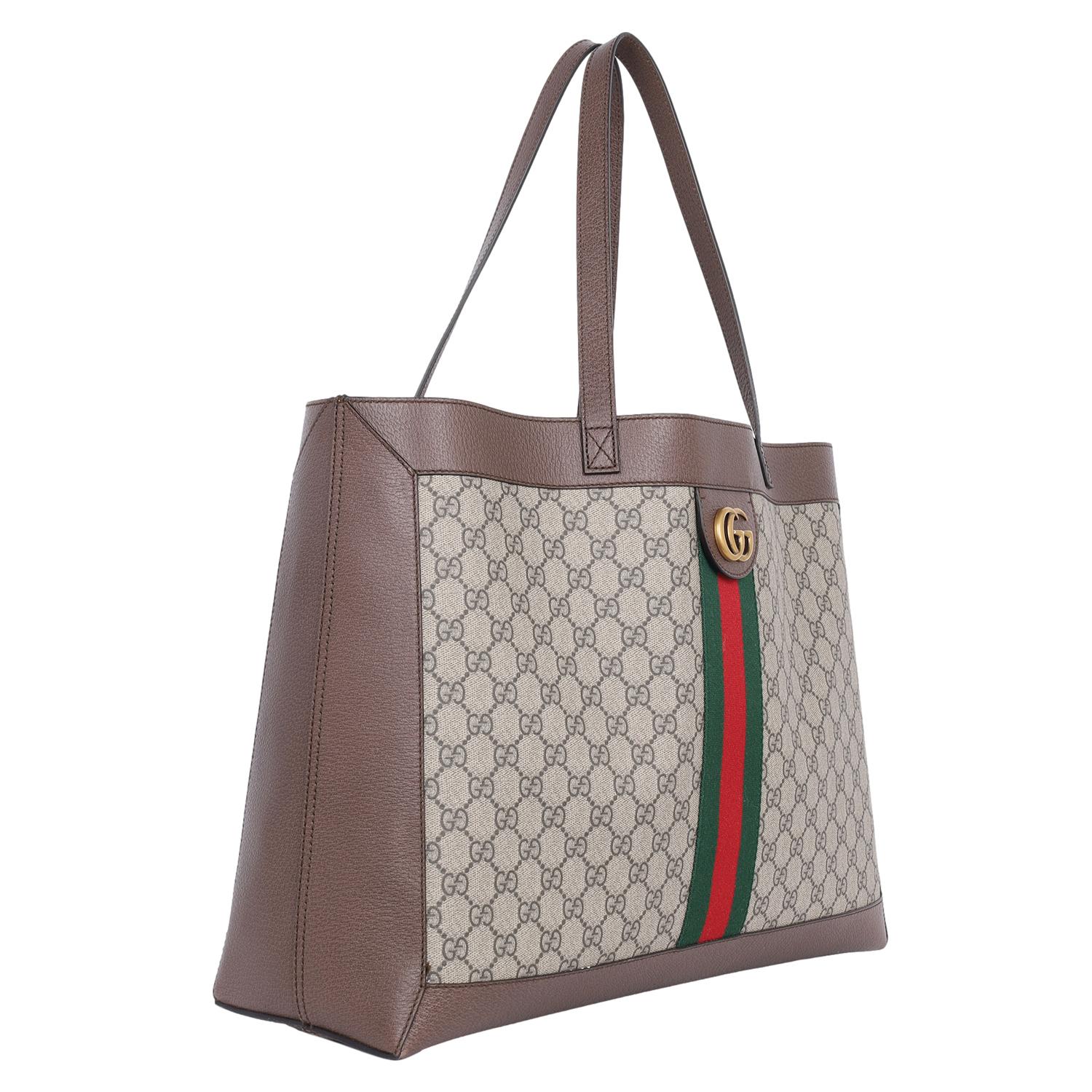 Gucci GG Supreme Monogram Web Ophidia Tote Brown 1