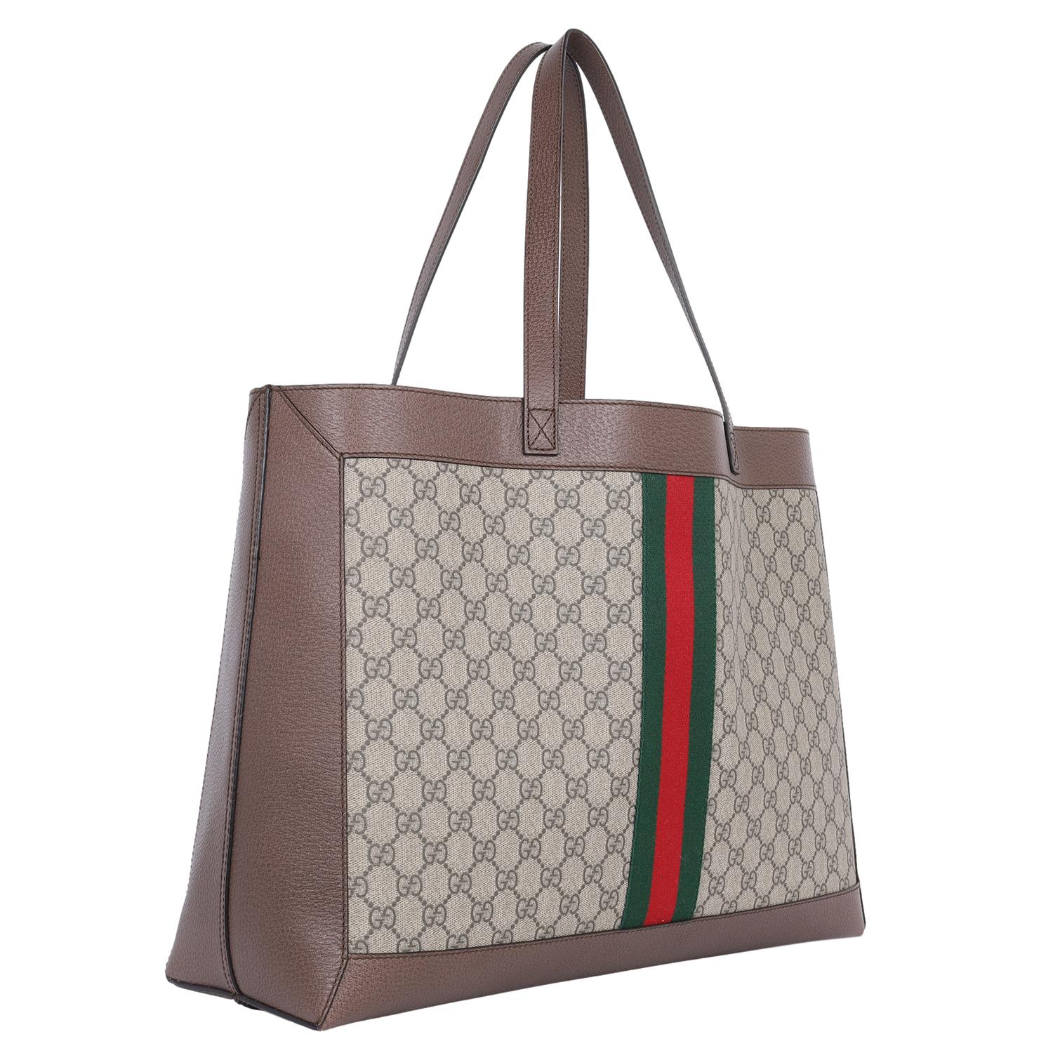 Gucci GG Supreme Monogram Web Ophidia Tote Brown 4