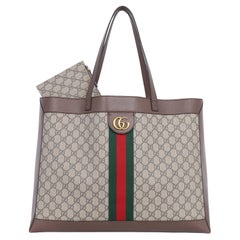Gucci GG Supreme Monogram Web Ophidia Tote Brown