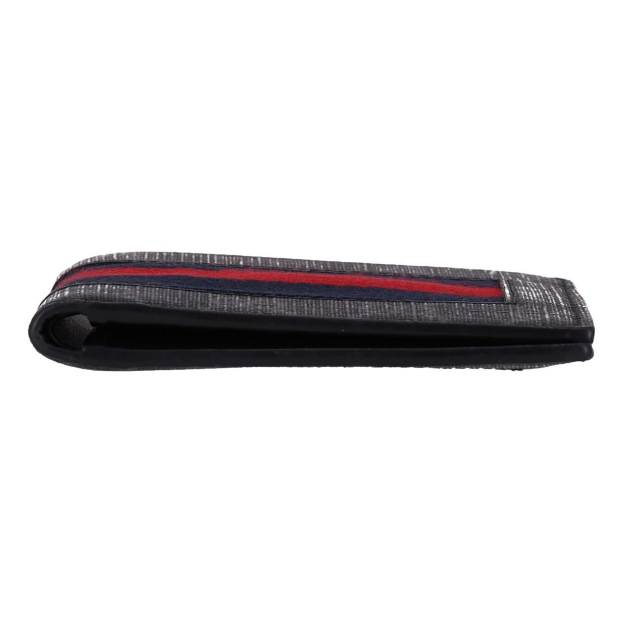 Black Gucci GG Supreme Monogram Web Stripe Bi-Fold Wallet For Sale