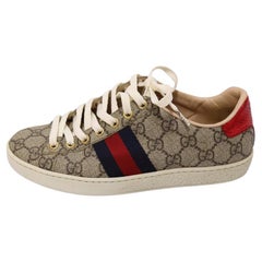 Gucci GG Supreme Monogramm Damen Ace Low-Top Turnschuhe Größe EU 36