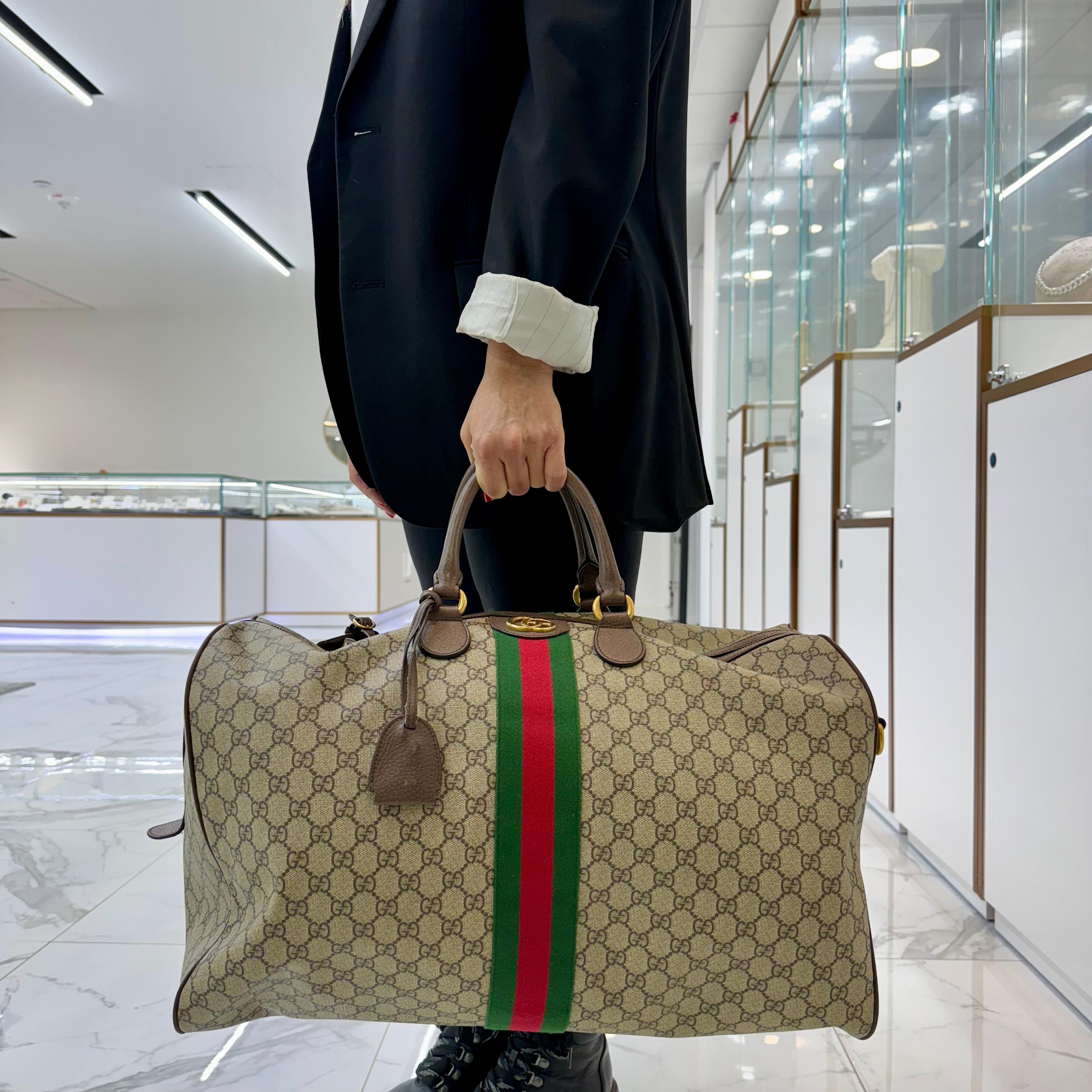 Gucci GG Supreme Ophidia 547959 Large Carry-on Duffle Handbag For Sale 3
