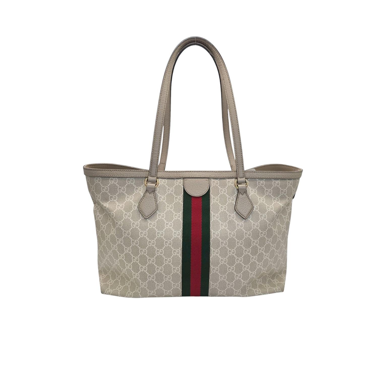 Gucci GG Supreme Ophidia Large Tote Bag Oatmeal In Good Condition For Sale In Scottsdale, AZ