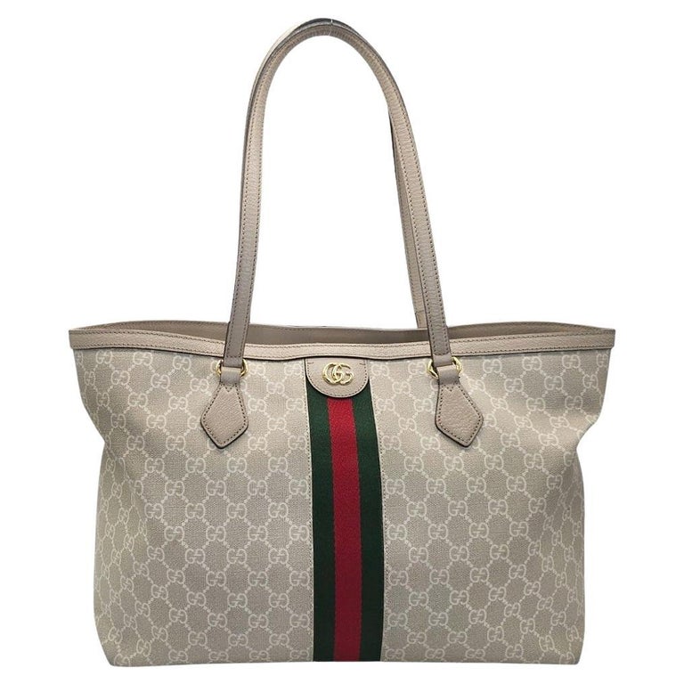 Gucci GG Supreme Ophidia Große Tragetasche hafermehlfarben im