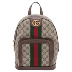 Gucci GG Supreme Ophidia Leder-Rucksack Beige x Ebenholz