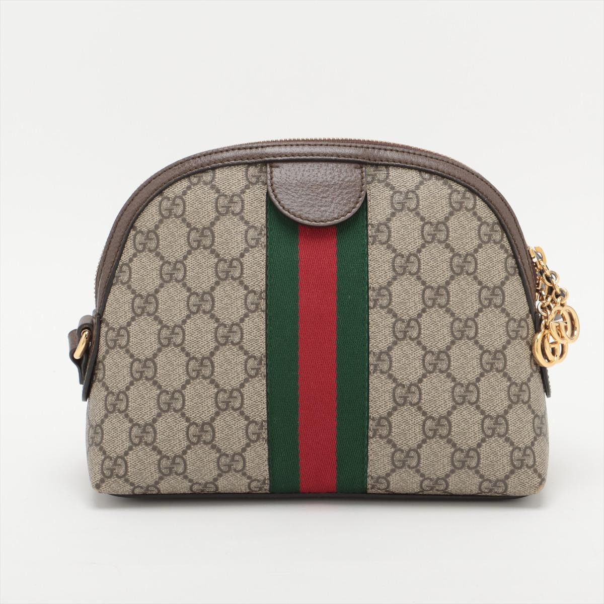 Gucci GG Supreme Ophidia Leather Shoulder Bag Beige In Good Condition In Humacao, PR