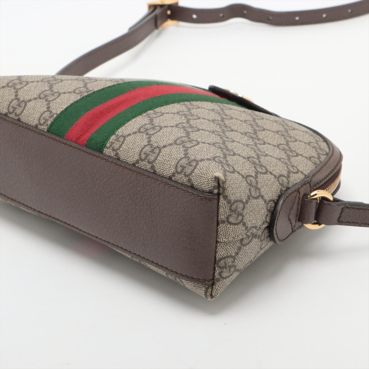 Women's Gucci GG Supreme Ophidia Leather Shoulder Bag Beige