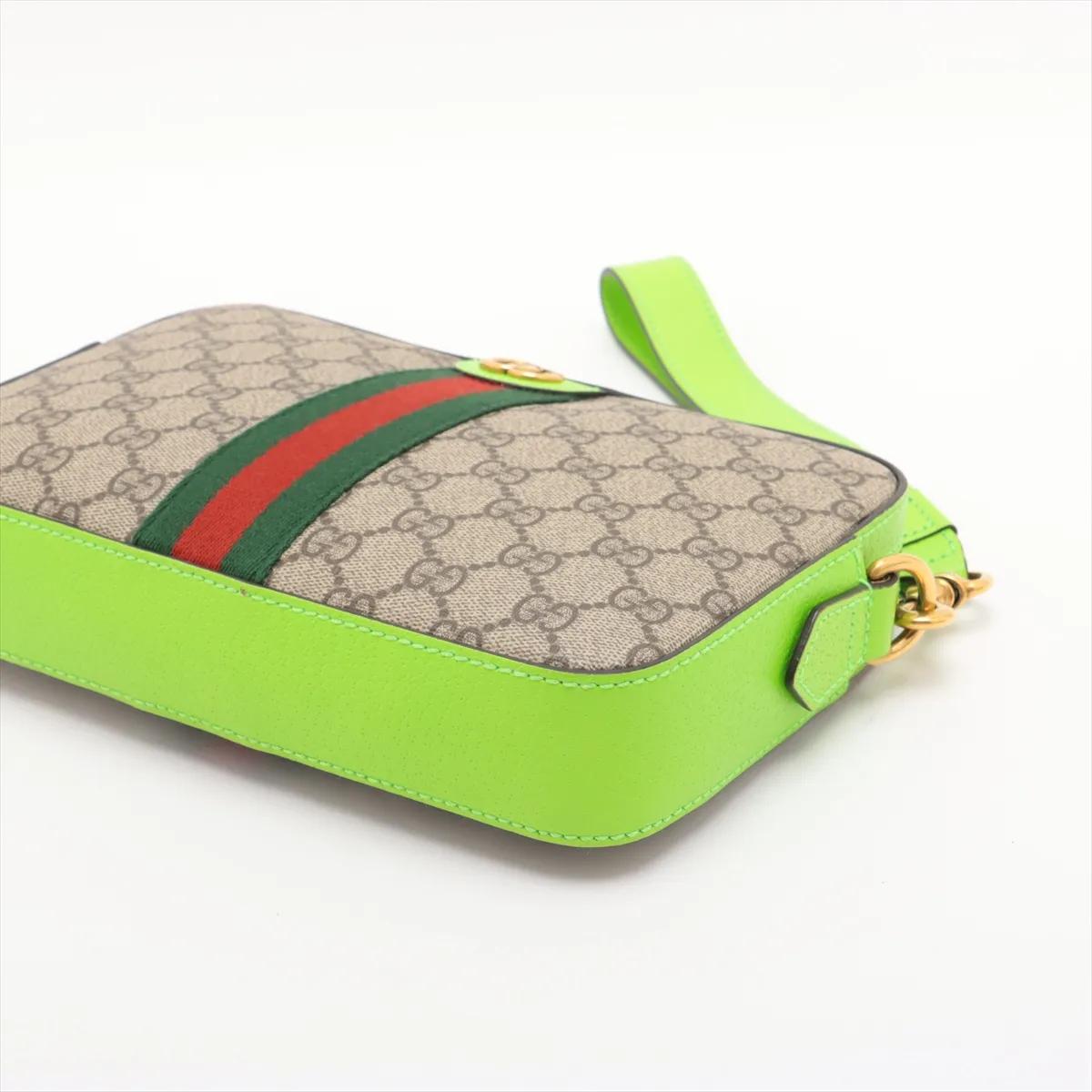 Gucci GG Supreme Ophidia - Borsa a tracolla in pelle Beige x Verde Neon In condizioni buone in vendita a Indianapolis, IN