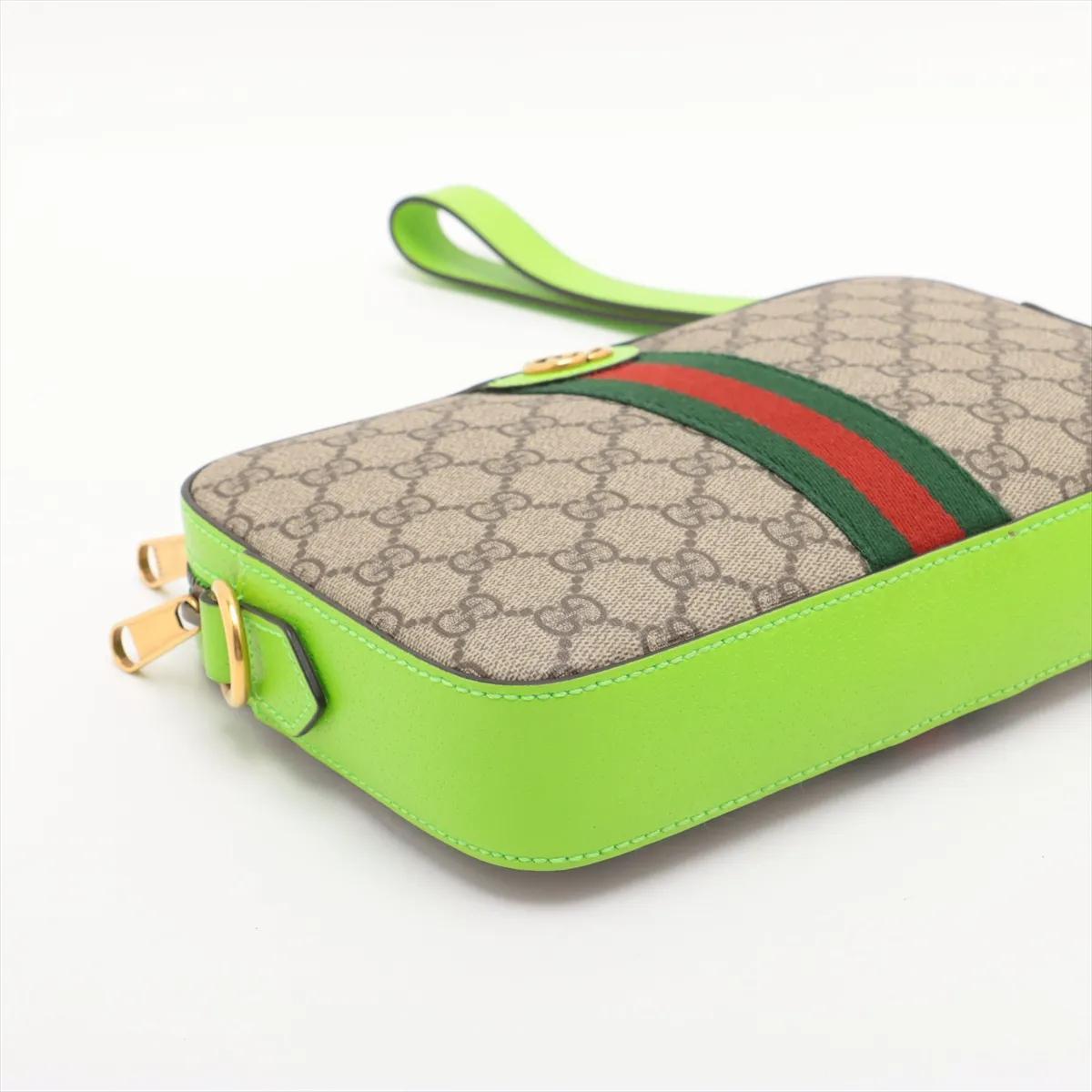 Donna Gucci GG Supreme Ophidia - Borsa a tracolla in pelle Beige x Verde Neon in vendita