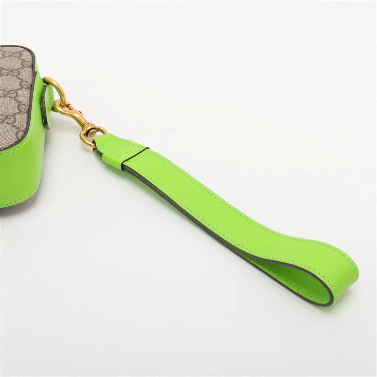 Gucci GG Supreme Ophidia - Borsa a tracolla in pelle Beige x Verde Neon in vendita 1