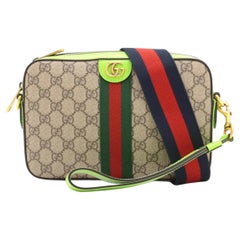 Gucci GG Supreme Ophidia - Borsa a tracolla in pelle Beige x Verde Neon