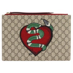 Gucci Gg Supreme Printed Coated Canvas And Leather Pouch 