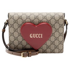 Gucci GG Supreme Script Logo Heart Crossbody