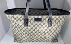 GUCCI GG Supreme Sherry Tragetasche PVC Leder Marineblau Groß
