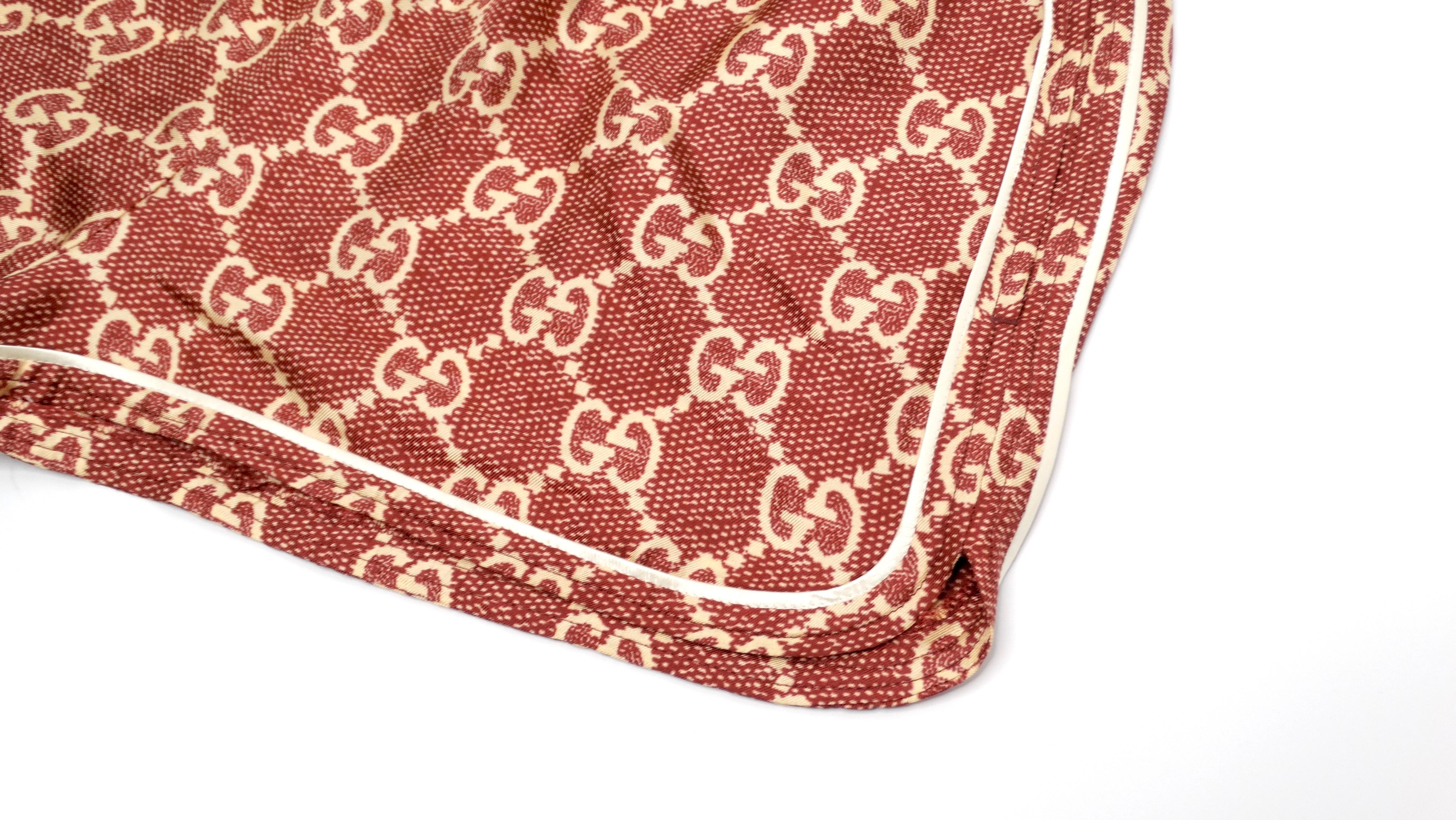 Brown Gucci GG Supreme Silk Burgundy Track Shorts