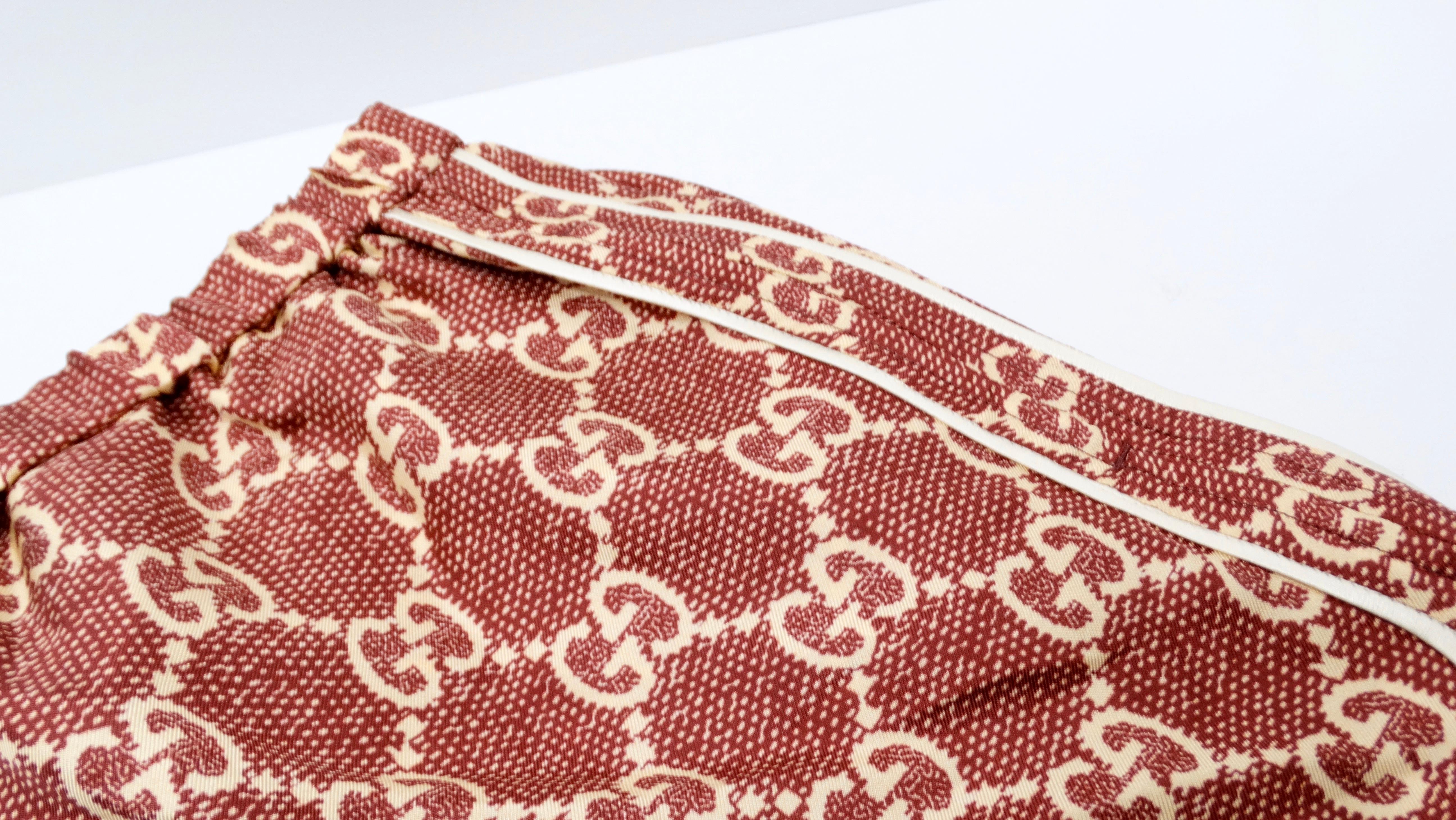 Gucci GG Supreme Silk Burgundy Track Shorts 1