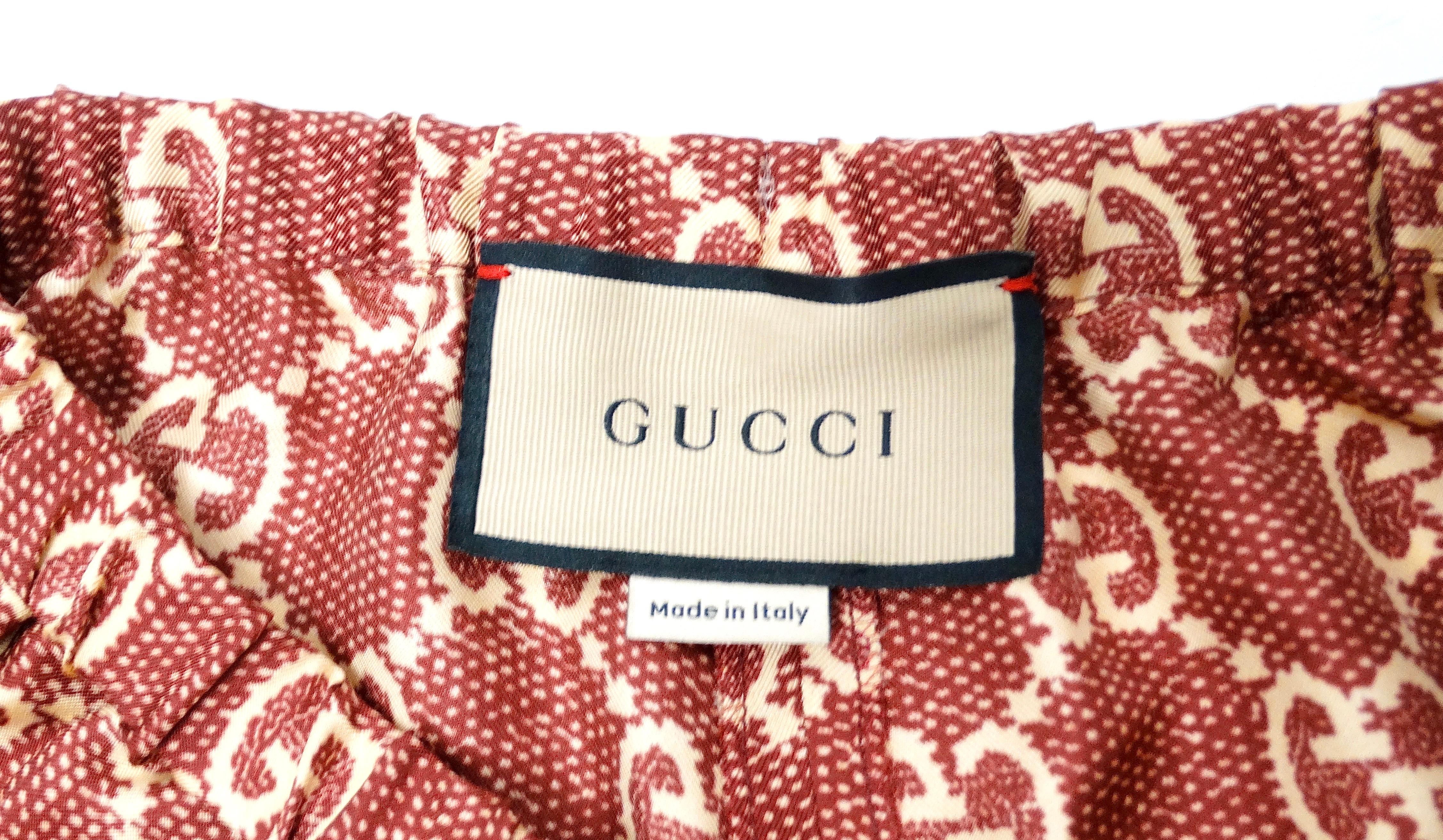 Gucci GG Supreme Silk Burgundy Track Shorts 3