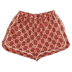 Gucci GG Supreme Silk Burgundy Track Shorts