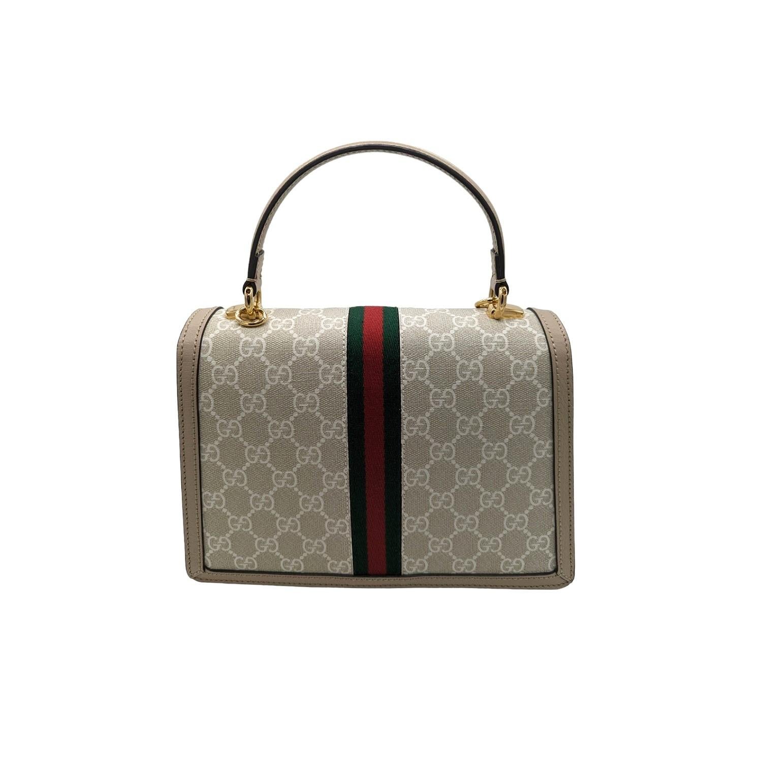 Gucci GG Supreme Small Ophidia Top Handle Bag In Excellent Condition For Sale In Scottsdale, AZ