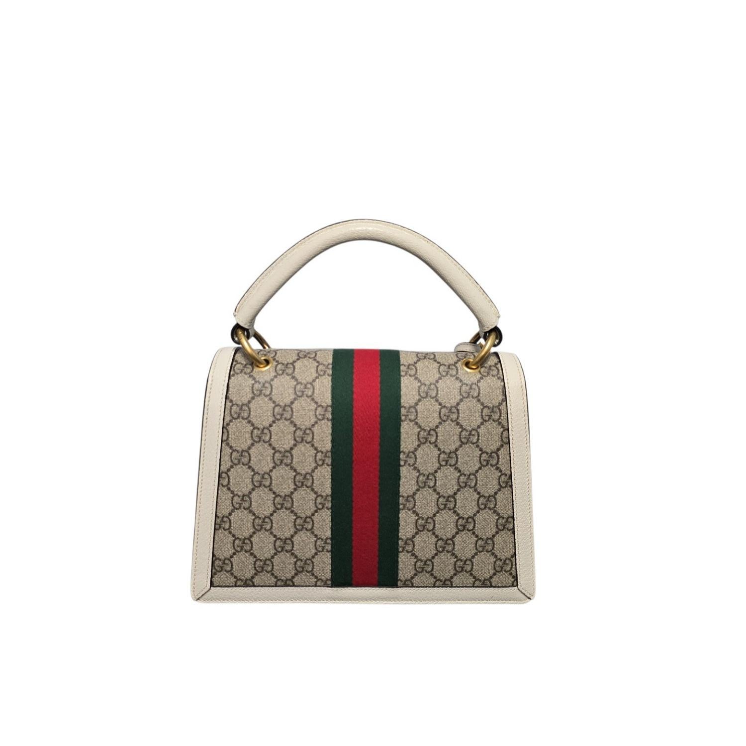 Marron Gucci GG Supreme Small Queen Margaret Top Handle Bag en vente