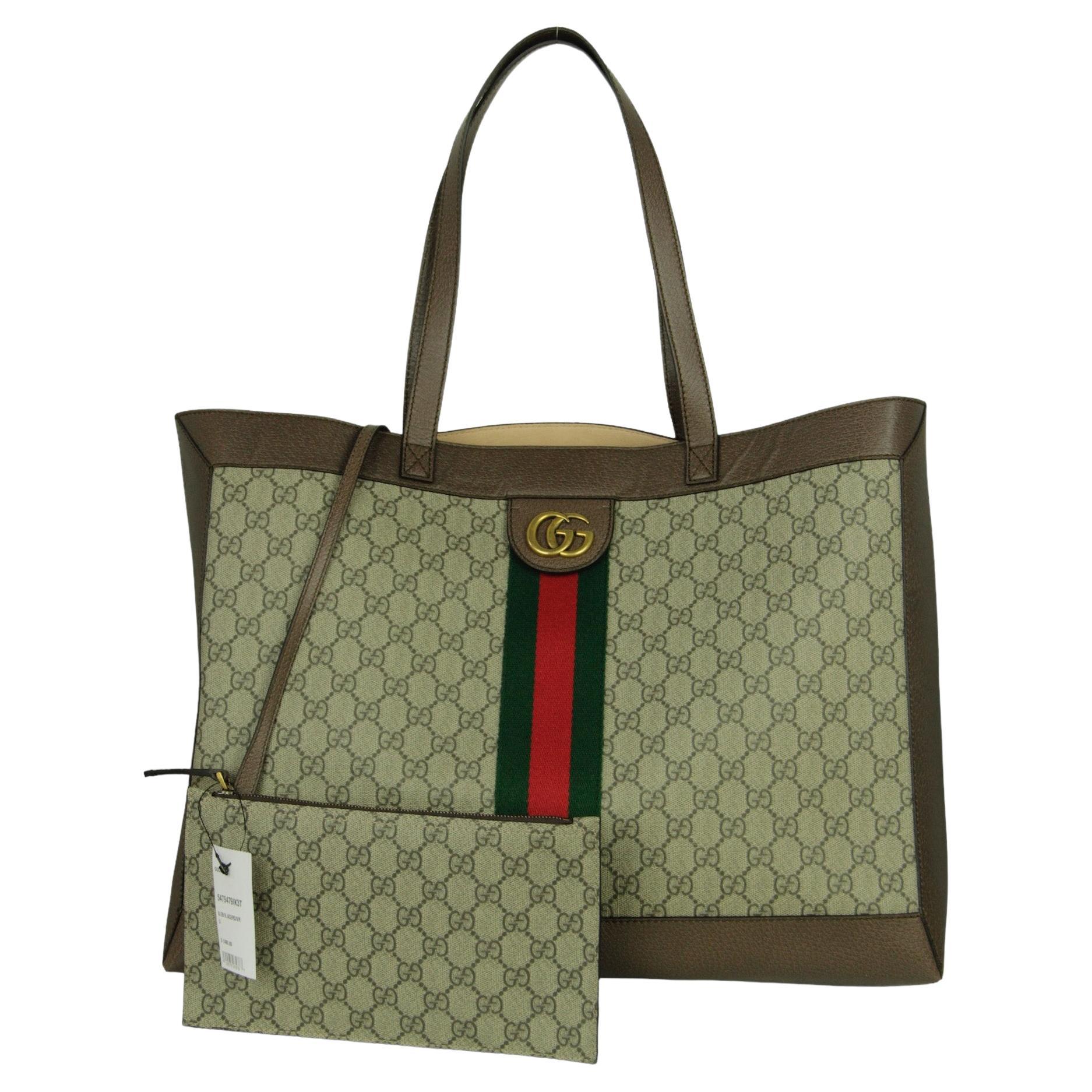 Gray Gucci GG Supreme Soft Ophidia Tote Bag