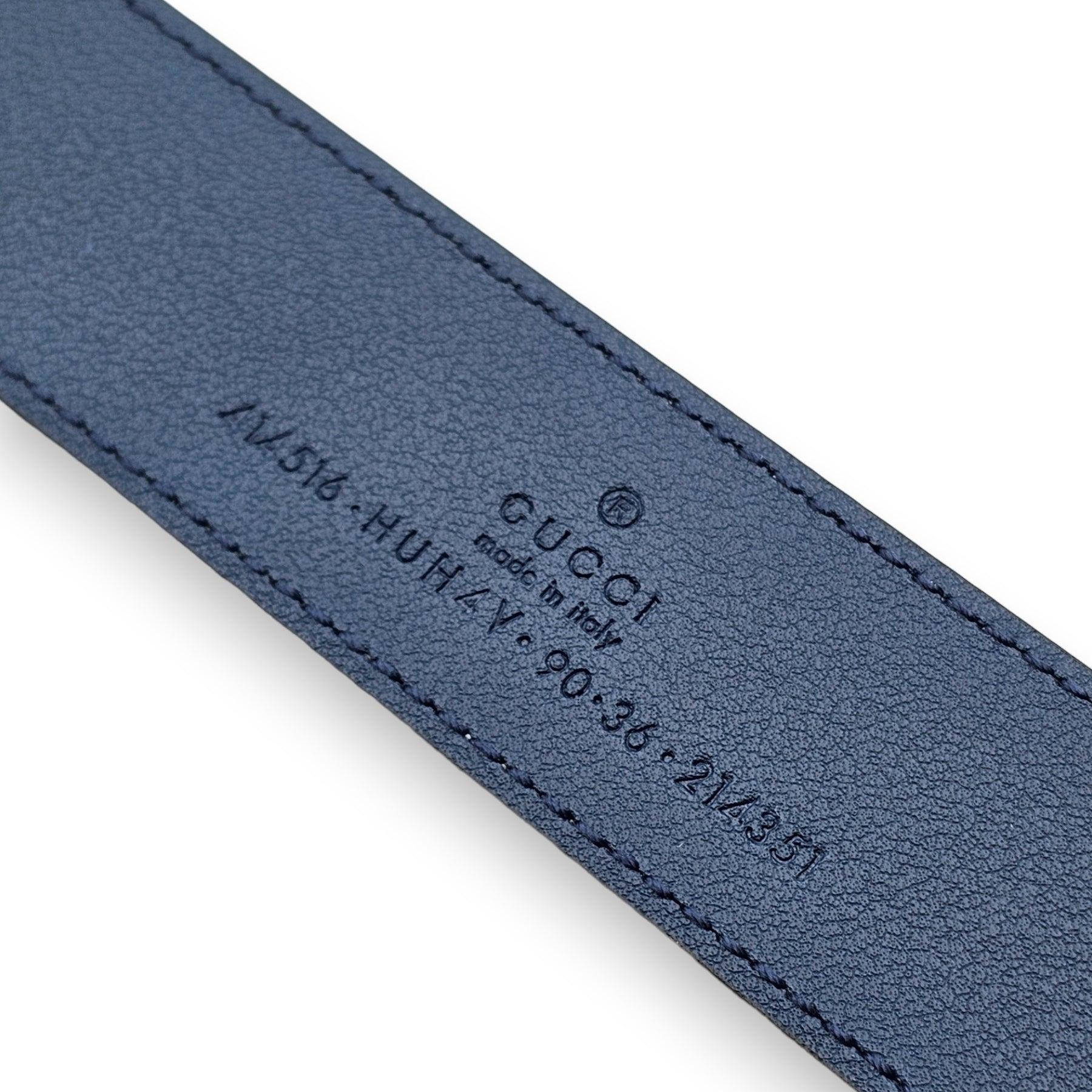 Black Gucci GG Supreme Thin Brown Blue Belt For Sale
