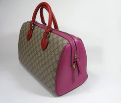 Gucci GG Supreme Top Handle Medium Boston Bag Multicolour Beige-pink-red