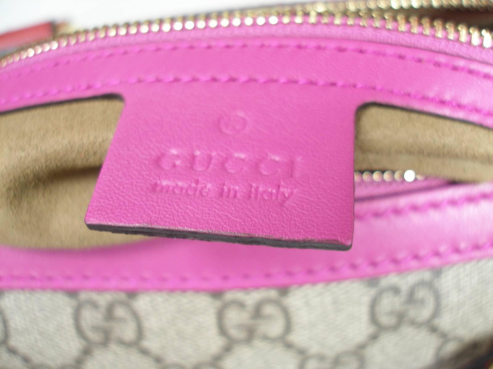Brown Gucci GG Supreme Top Handle Medium Boston Bag Multicolour Beige-pink-red For Sale