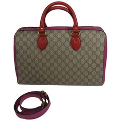 Gucci GG Supreme Top Handle Medium Boston Bag Multicolour Beige-pink-red