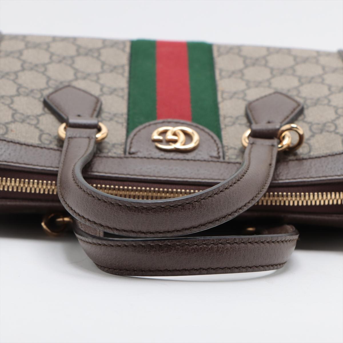 Gucci GG Supreme Web Leather Two-Way Shoulder Bag Ebony x Brown 1