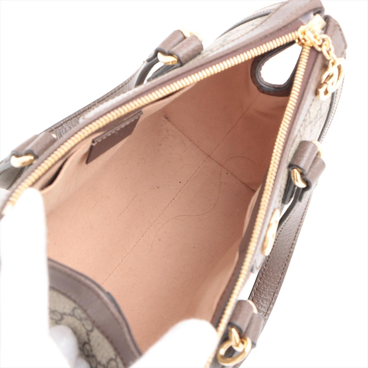 Gucci GG Supreme Web Leather Two-Way Shoulder Bag Ebony x Brown 4