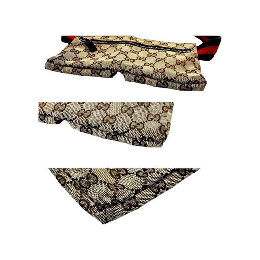 Gucci GG Supreme Web Strap Beige Marsupio a doppia tasca in vendita 7