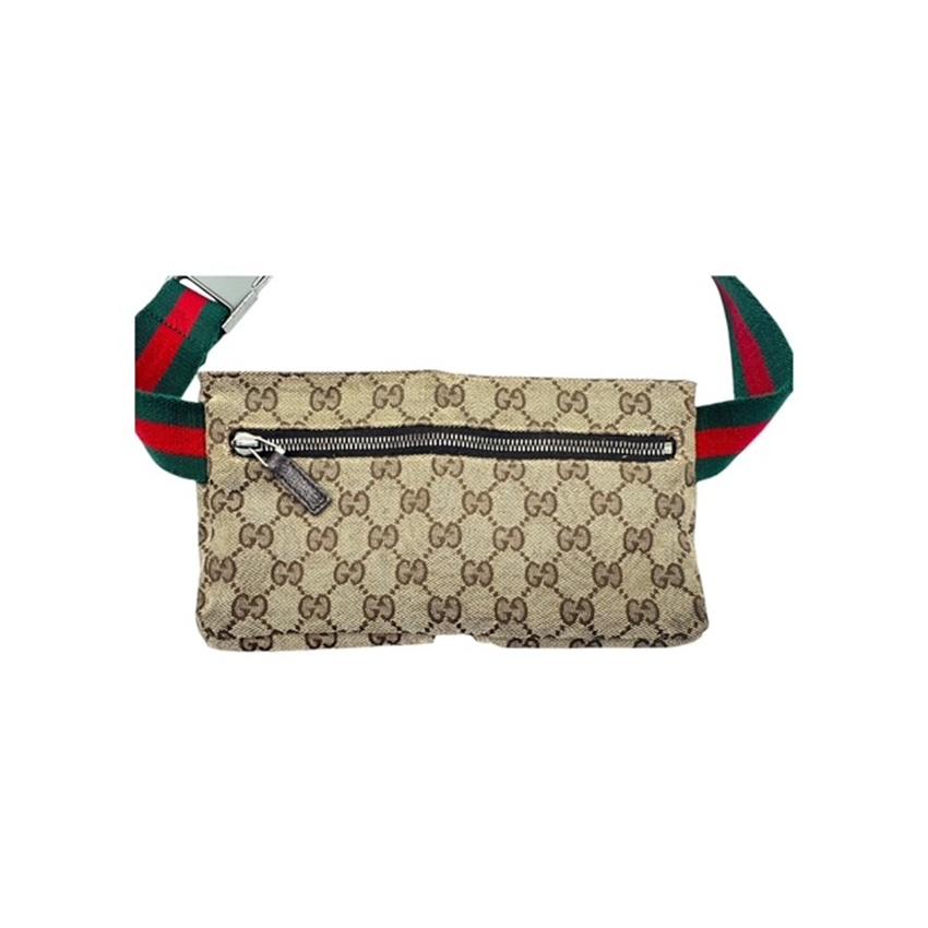 da uomo o donna Gucci GG Supreme Web Strap Beige Marsupio a doppia tasca in vendita
