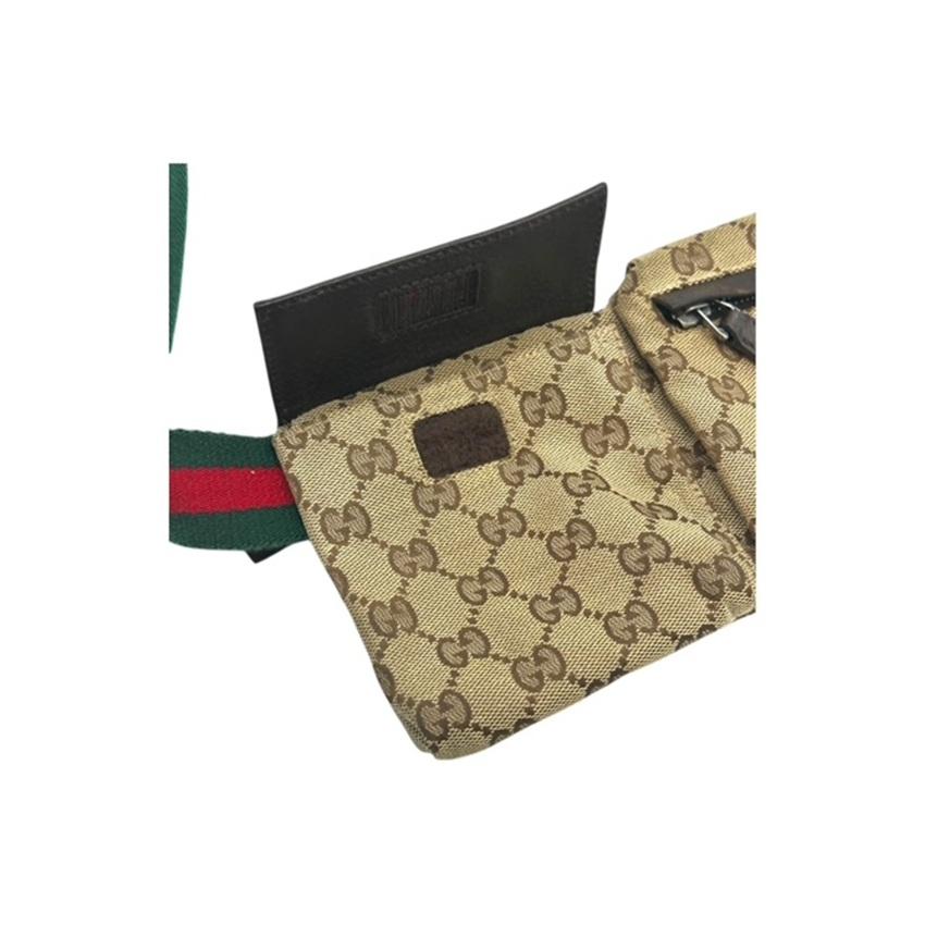 Gucci GG Supreme Web Strap Beige Marsupio a doppia tasca in vendita 1