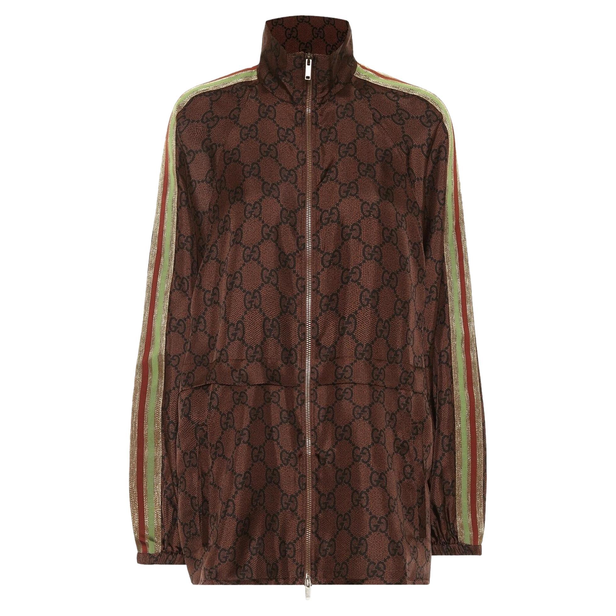 Gucci GG Supreme Web Stripe Silk-Twill Jacket For Sale