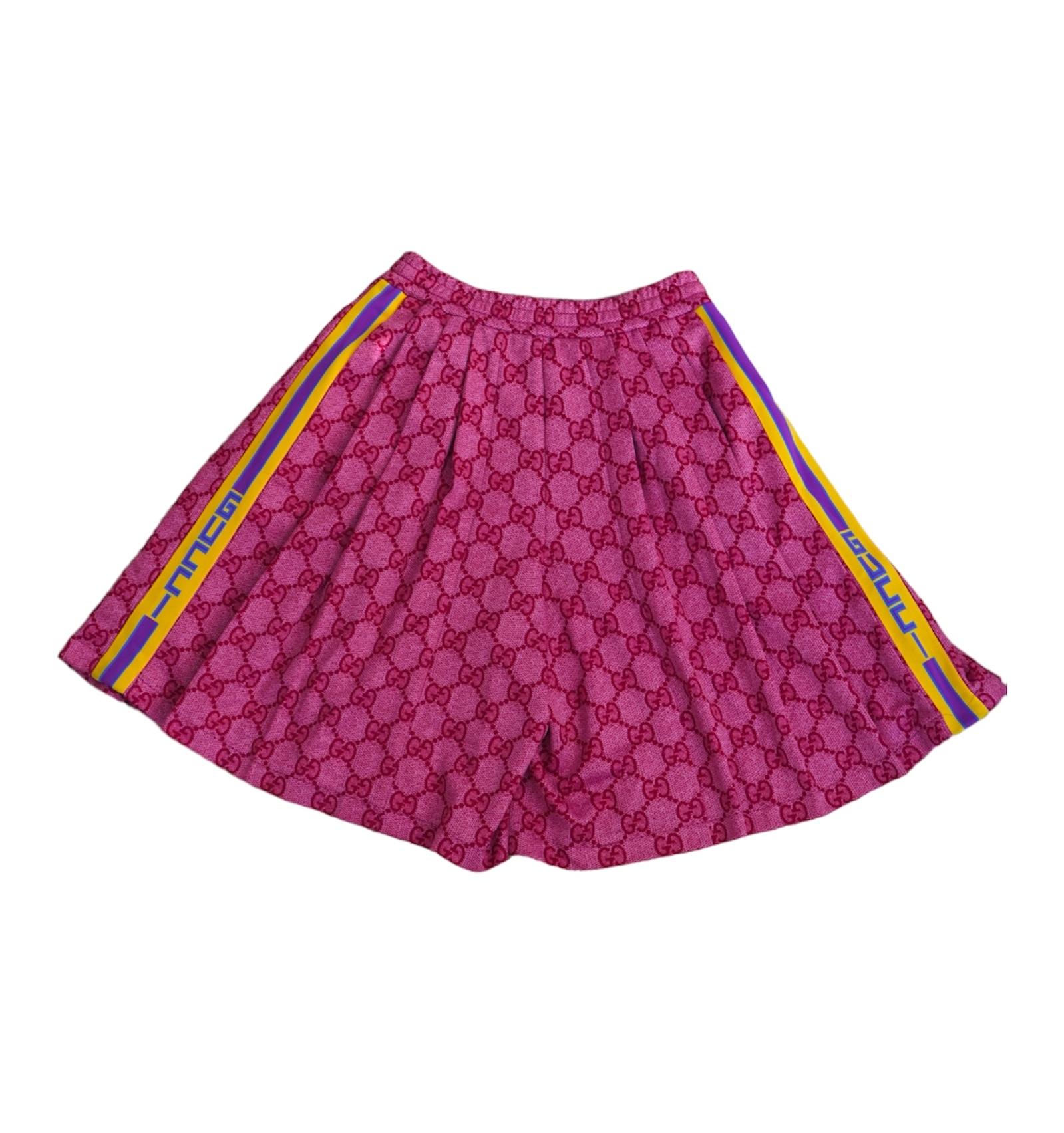 Brown Gucci GG Technical Jersey Pleated Pink Culottes Shorts For Sale