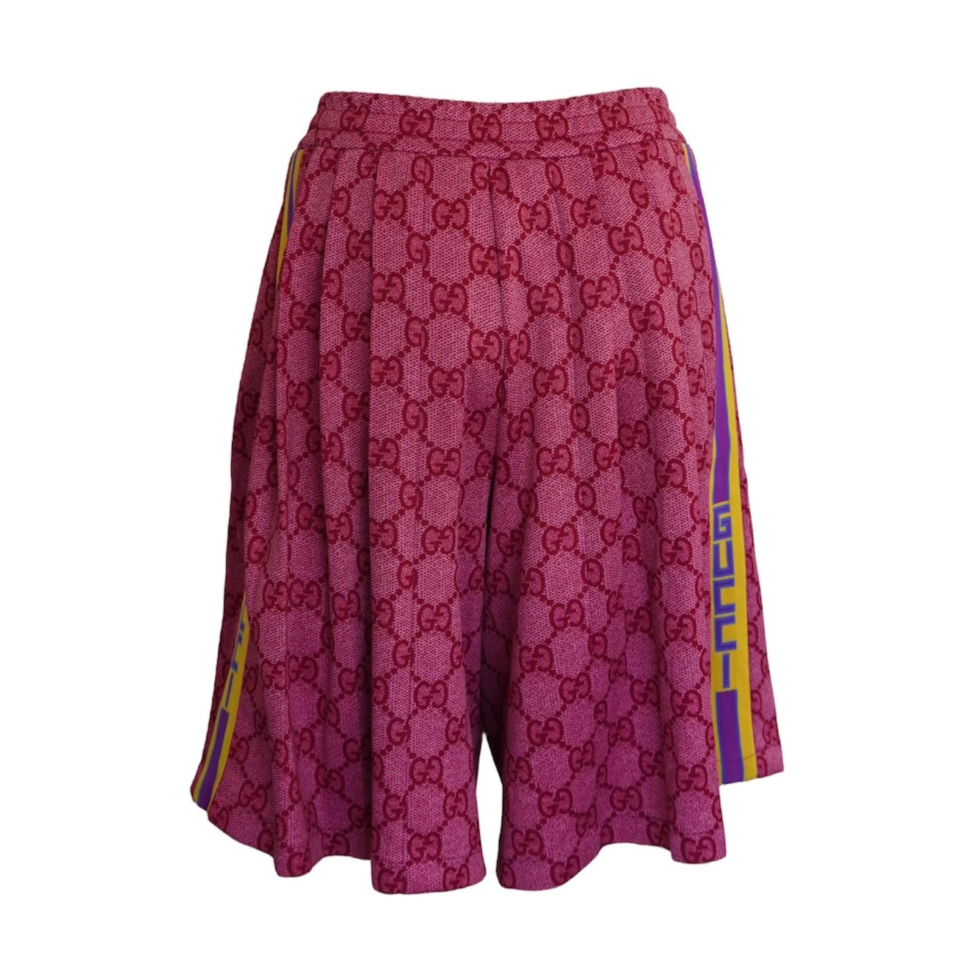 Gucci GG Technical Jersey Pleated Pink Culottes Shorts For Sale 4