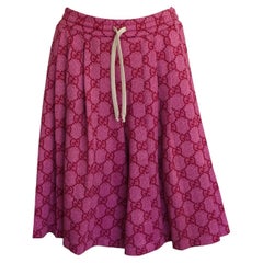 Pantaloncini culottes rosa plissettati in jersey tecnico GG di Gucci