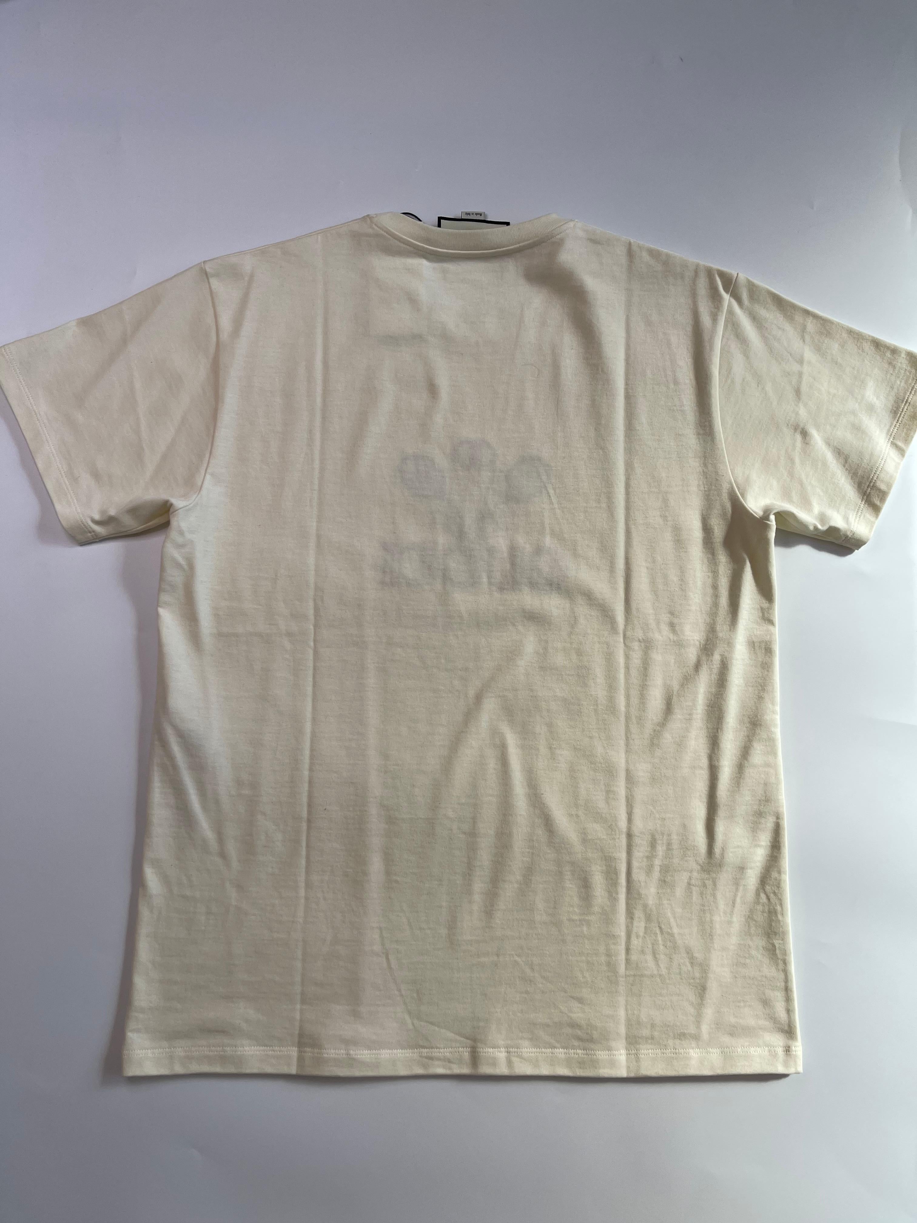 Brown  Gucci GG Tennis Cream Cotton Logo T-Shirt - Medium (548334)
