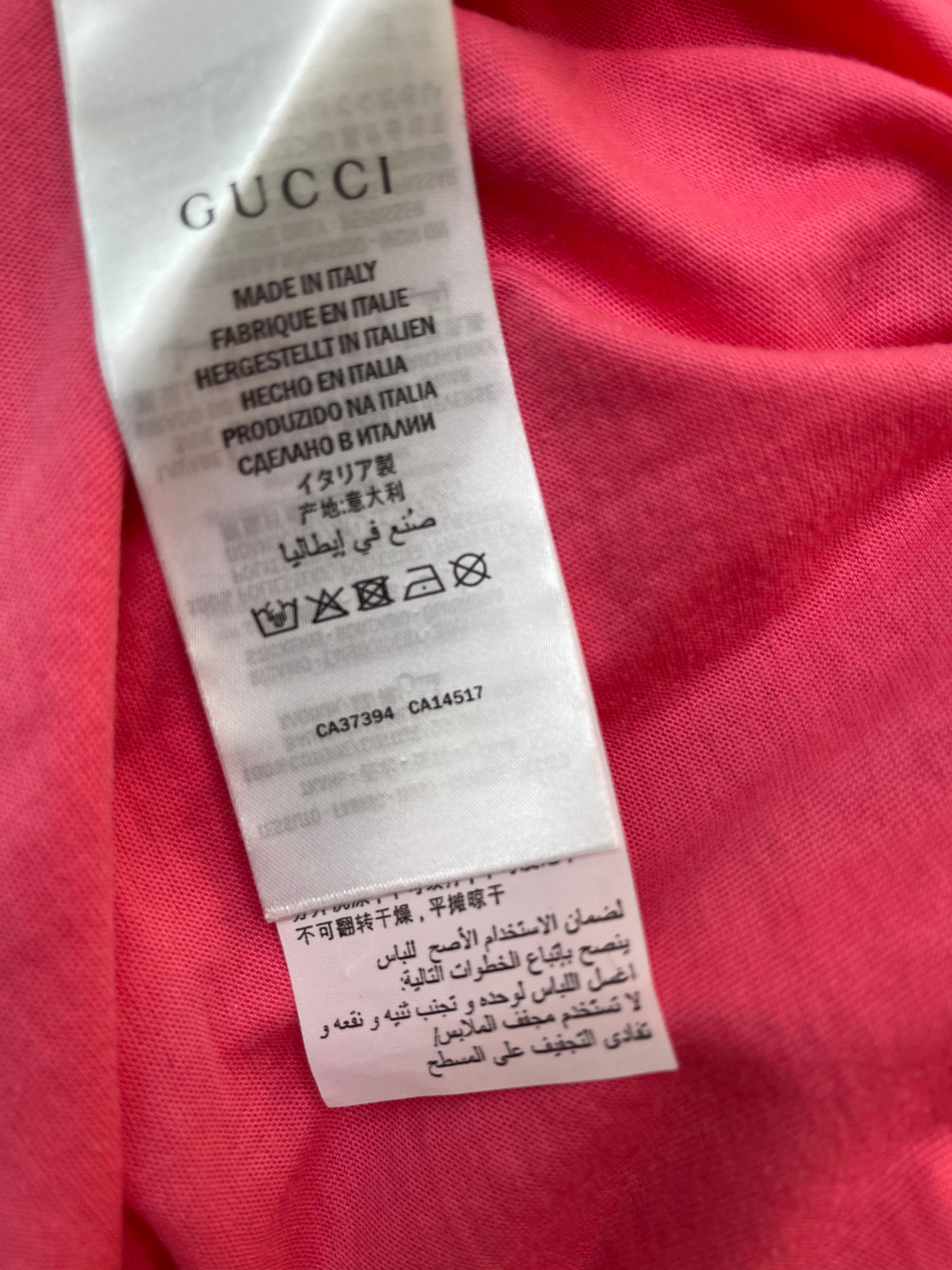 Gucci GG Tennis Pink Cotton Logo T-Shirt - Small (580968) In New Condition In Montreal, Quebec