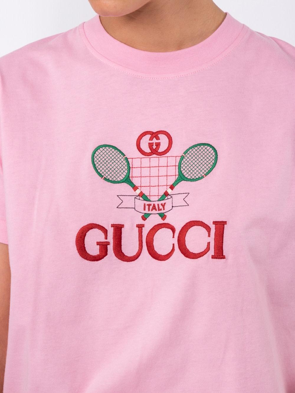  Gucci GG Tennis Sugar Pink Cotton Logo T-Shirt - XS (580762) 3