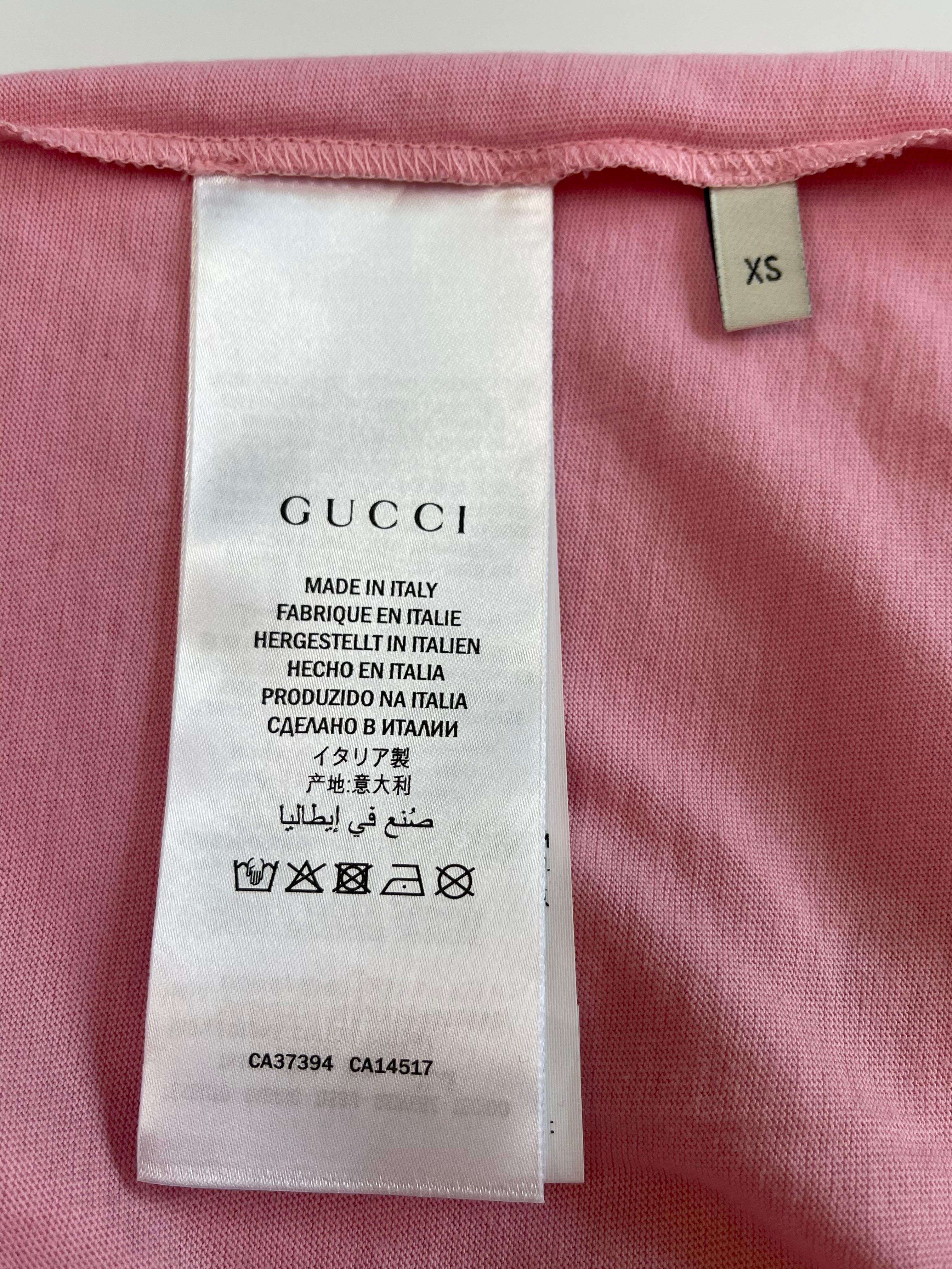  Gucci GG Tennis Sugar Pink Cotton Logo T-Shirt - XS (580762) 2
