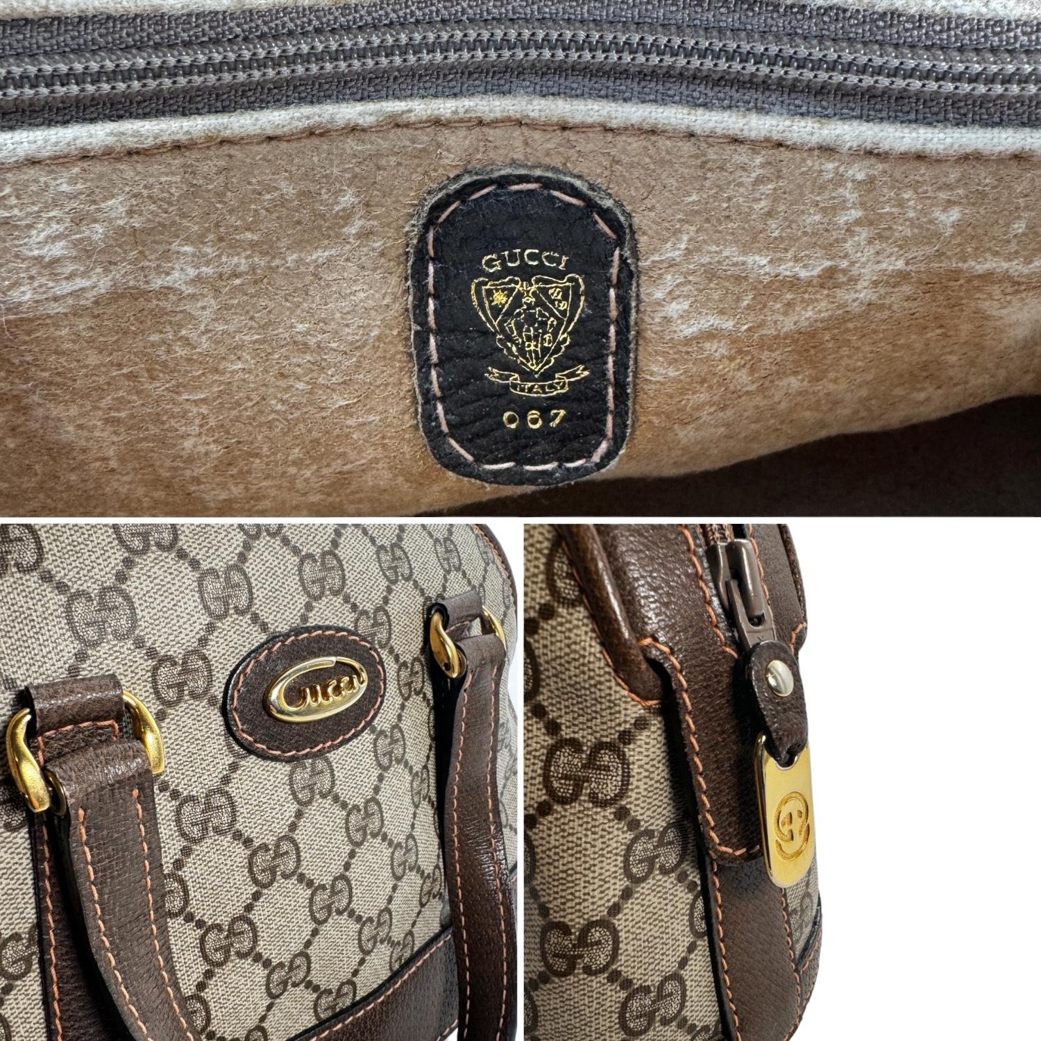 Gucci GG Vintage Brown Monogram Dome Top Handle Bag For Sale 1