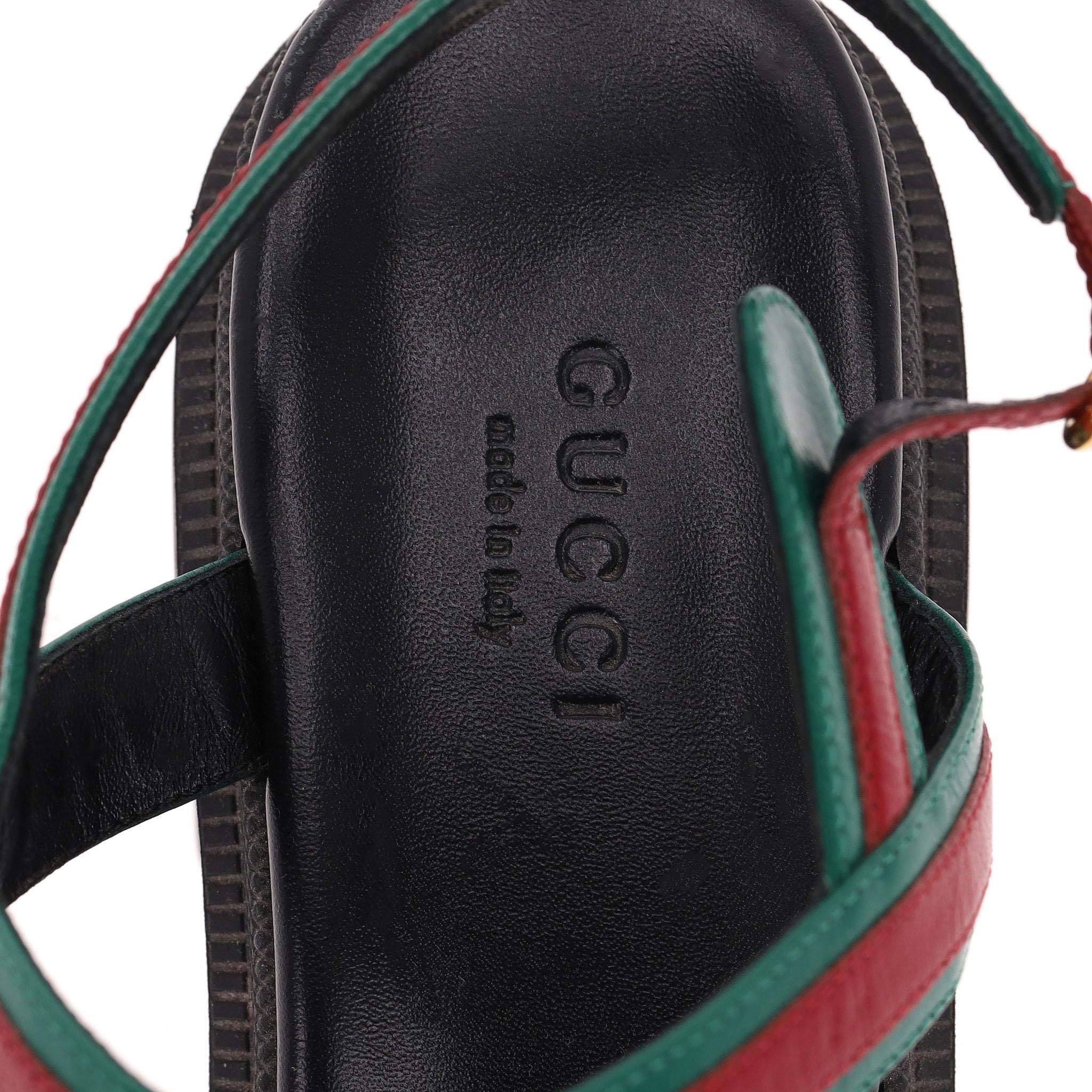 Gucci GG Web Stripe Nappa Leather Lug Sole Sandals For Sale 2