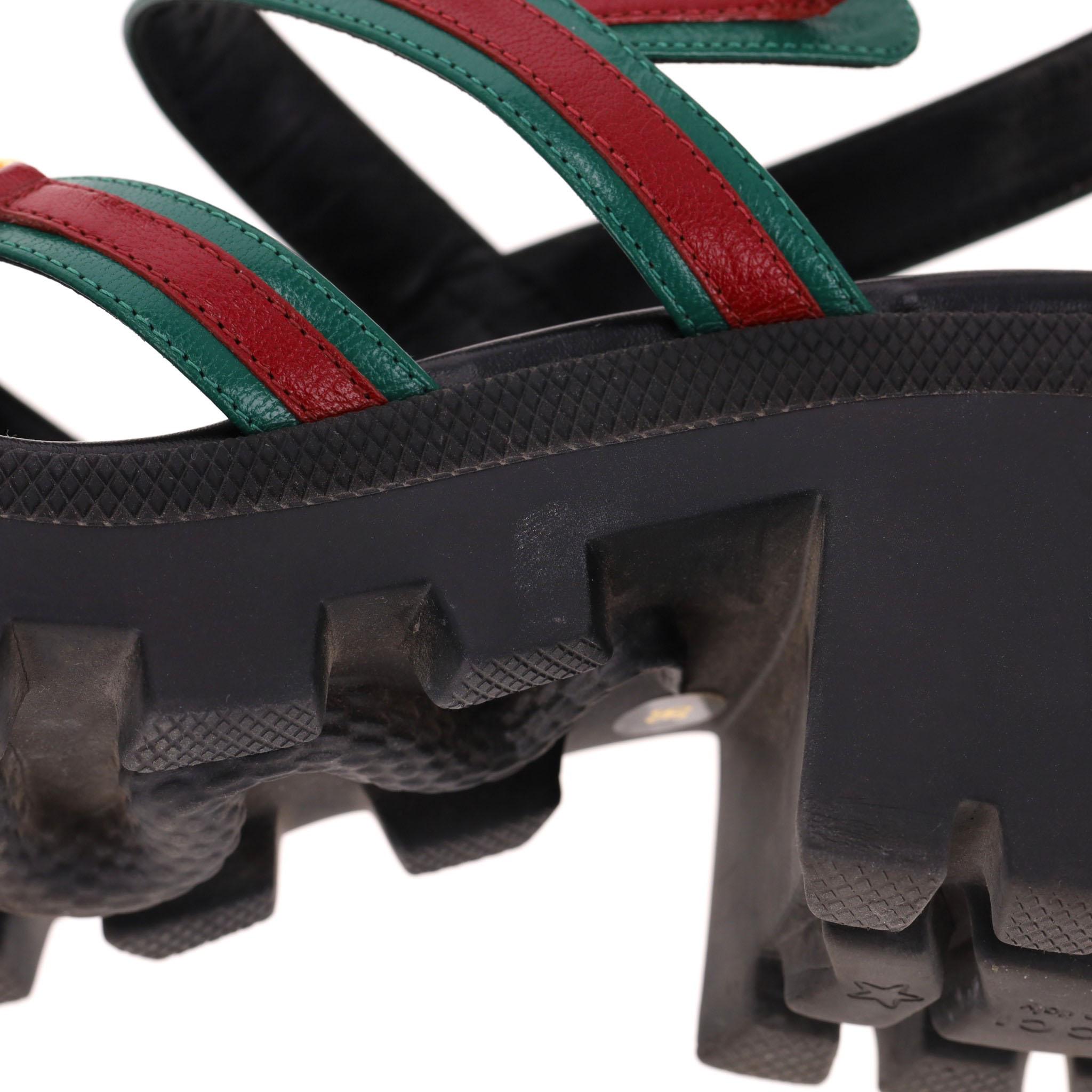 Gucci GG Web Stripe Nappa Leather Lug Sole Sandals For Sale 3