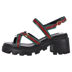 Gucci GG Web Stripe Nappa Leather Lug Sole Sandals