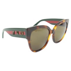 Gucci GG0059S Rote Grüne Web-Tigerstern-Sonnenbrille Havana 8g228s