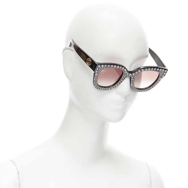 Gucci Brown Tortoise Cat Eye Sunglasses Crystal Stars | sdr.com.ec