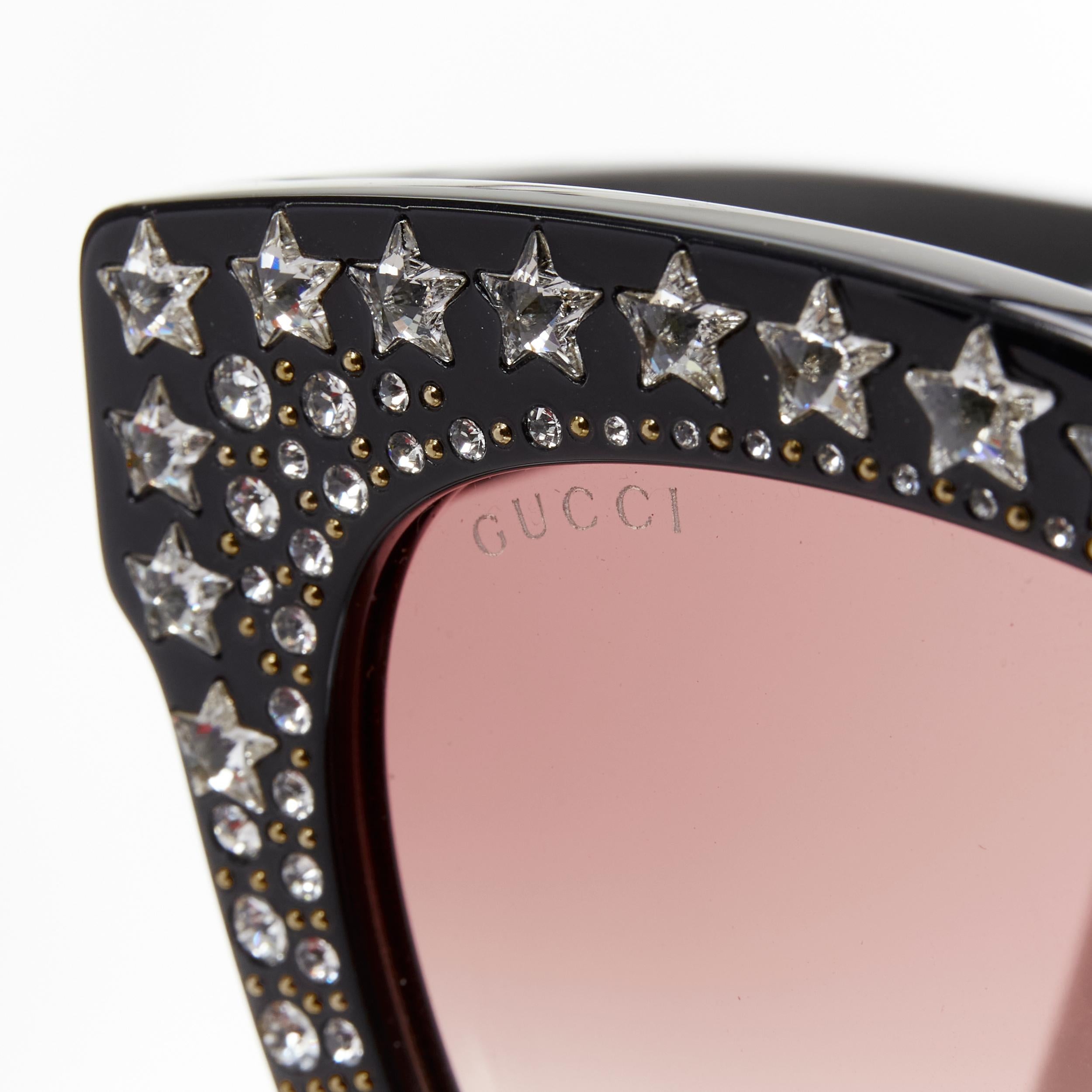 Gray GUCCI GG0116S star crystal embellished GG brown gradient oversized sunglasses