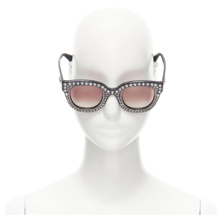 GUCCI GG0116S star crystal embellished GG brown gradient oversized sunglasses at 1stDibs | gucci sunglasses, gucci embellished sunglasses